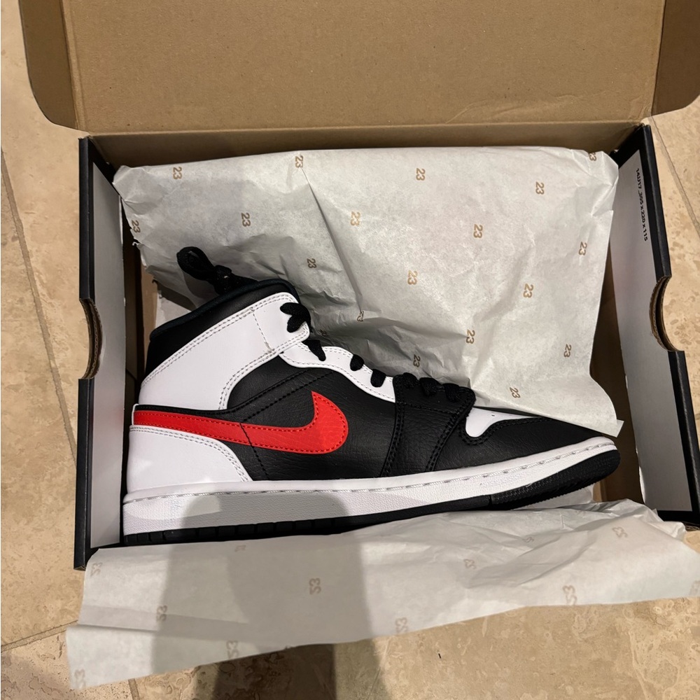 Nike Air Jordan Mid High Top Black and Red Womens